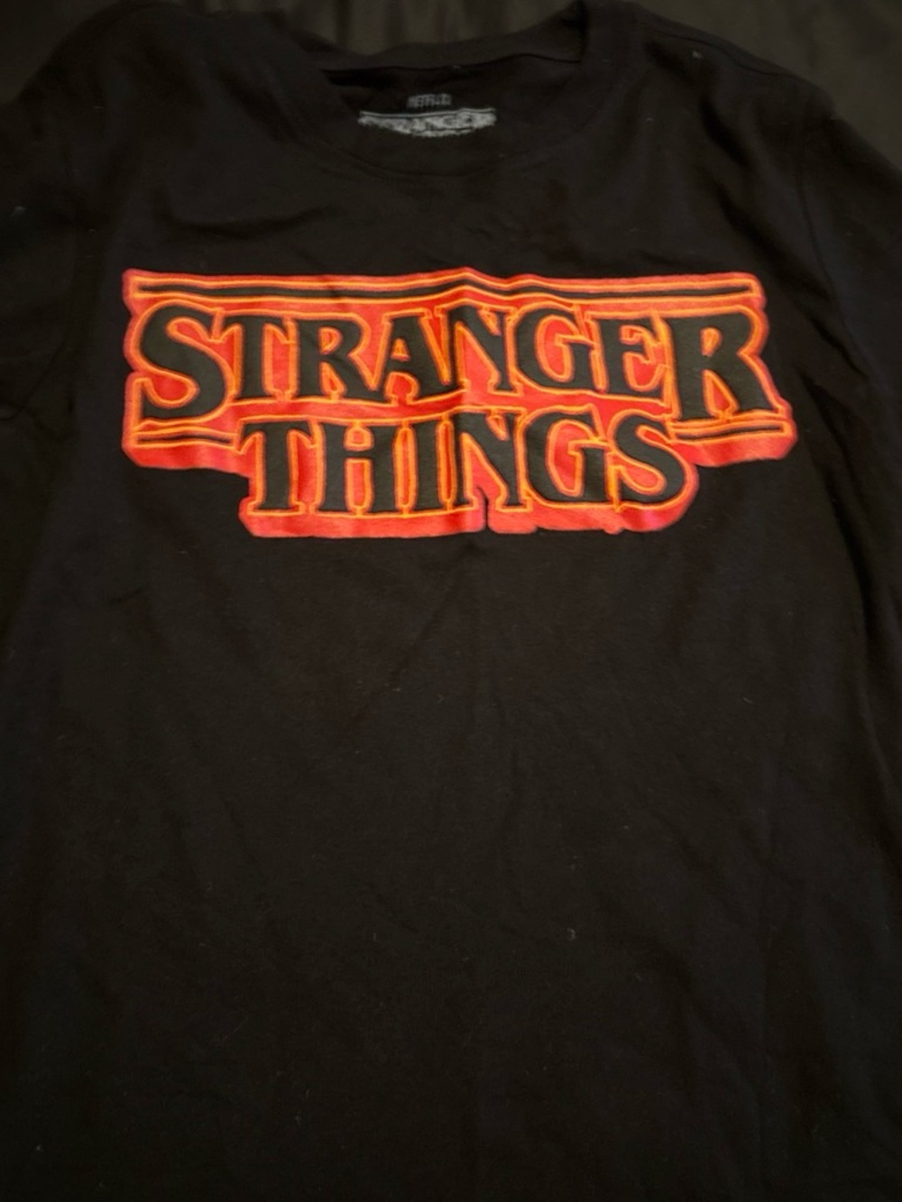 Stranger Things Kids Short-Sleeve Graphic Tee - Black with Red Accent
